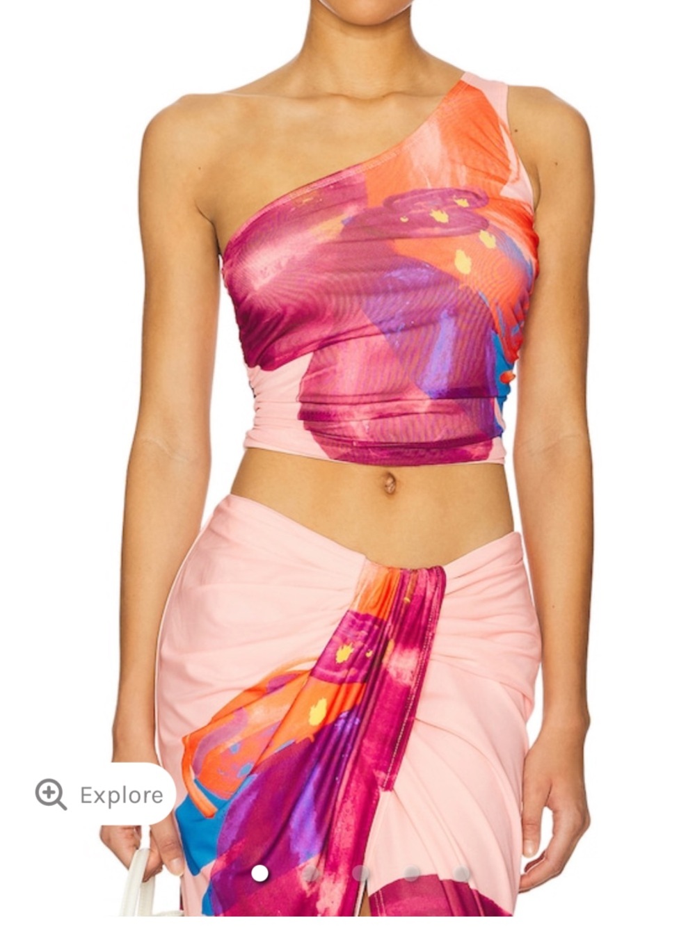 SNDYS Antari One-Shoulder Mesh Crop Top